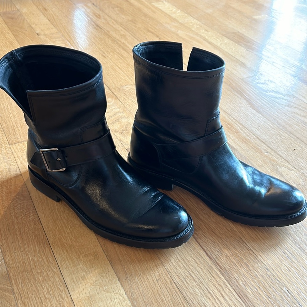 Frye Natalie Engineer Bootie, Black leather, size 8